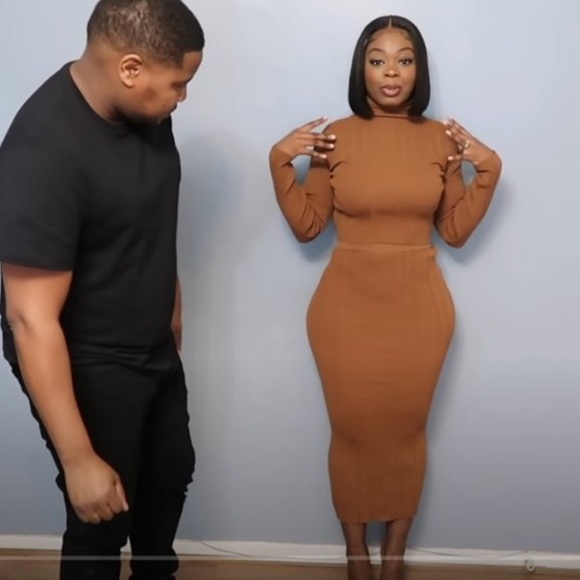 Zara Knit Ribbed Midi Bodycon Stretchy Skirt & Shirt (SET) - Picture 2 of 8